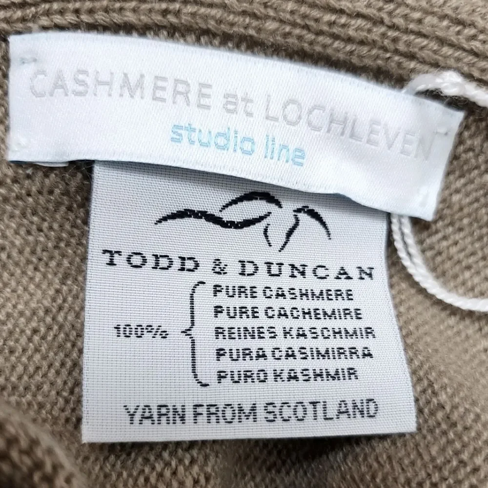 Todd & Duncan Plaited Cashmere At Lochleve Scotland Scarf Tan 76x23